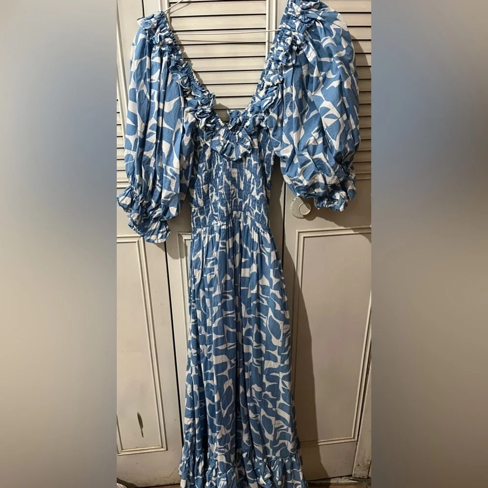 NWOT Bird & Kite Blue Patterned Fifer Dress - Picture 4 of 5